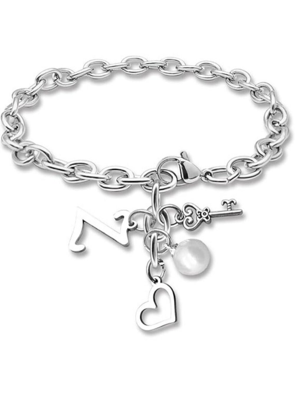 Letter Z Initial Bracelet Stainless Steel Chain Bracelet Alphabet